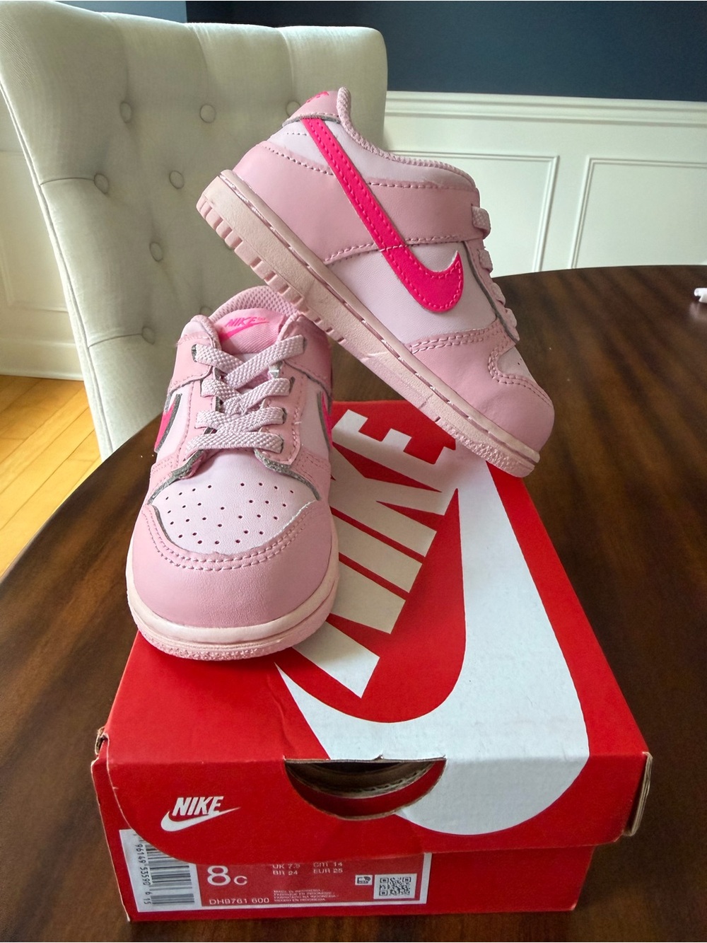 Pink Nike Toddler Sneakers size 8c with Bright Pink Swoosh